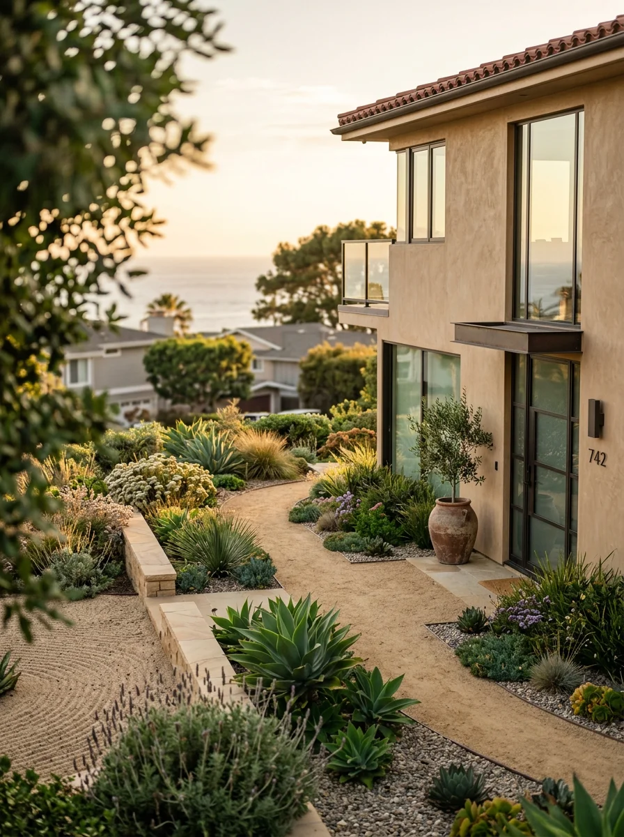 Laguna Beach property exterior with quality finishes and architectural design suited to the coastal community.